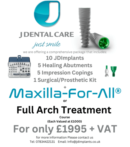 JD Training Course plus 10 JD Implants, 1 Surgical kit, 5 Healing Abutments and 5 Impression Copings